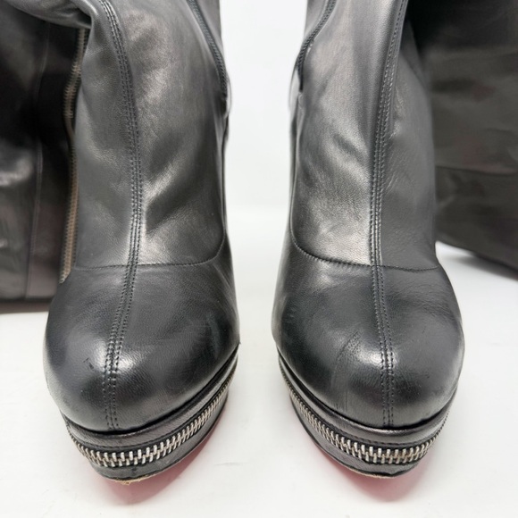 Christian Louboutin Unique OTK Black Leather Platform Boots Womens Size EU 40 - Picture 5 of 14